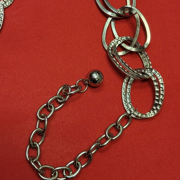 Textured Silver Tone Braided Chain Waist Belt - Picture 7 of 12